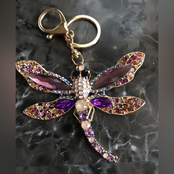 Purple Dragonfly Bag Charm/Keychain - Picture 1 of 1